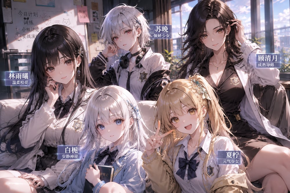 林雨曦, 苏晚, 白栀, 顾清月和夏柠